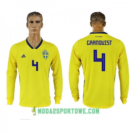 Koszulka Szwecja Granqvist 4 Mistrzostwa Świata 2018 Domowe Stroje Piłkarskie Długi Rękaw